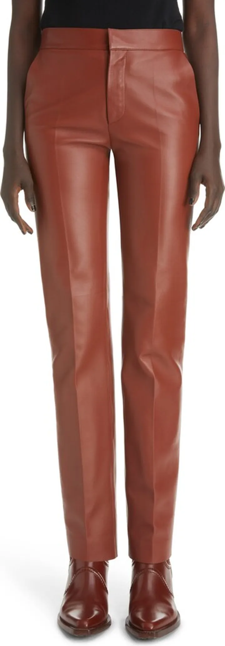 Straight Leg Leather Pants