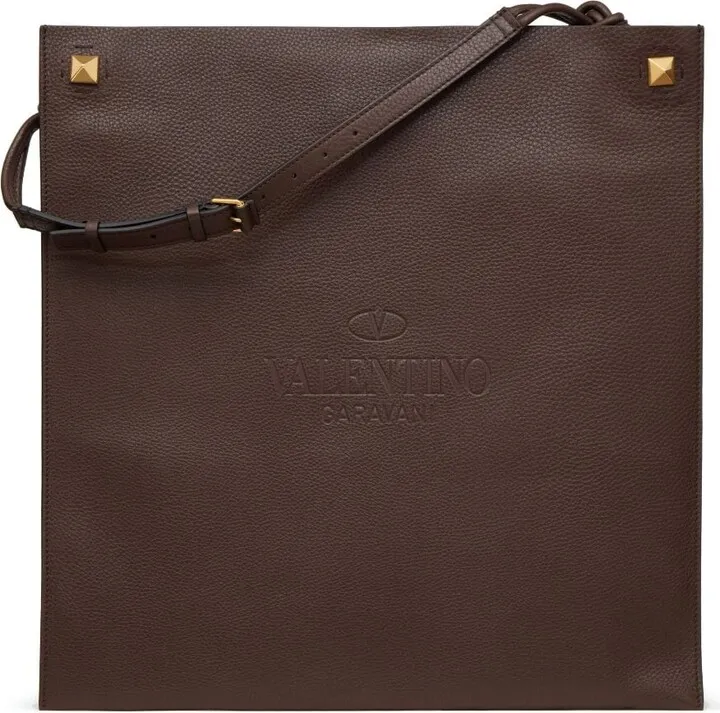 Rockstud logo-embossed leather shoulder bag