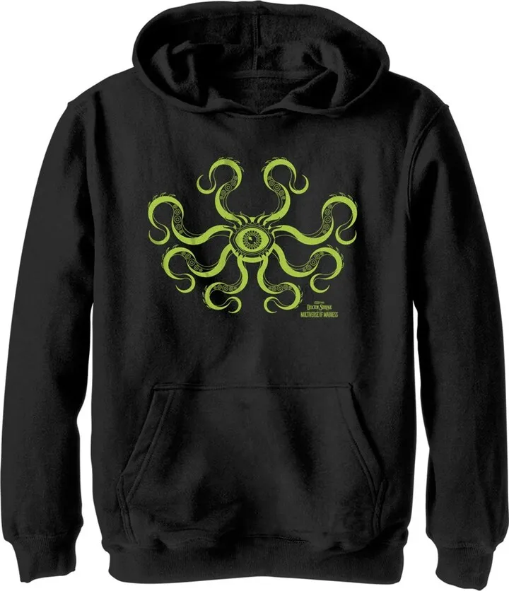 Boy's Marvel Doctor Strange in the Multiverse of Madness Green Gargantos Pull Over Hoodie - Black - Large