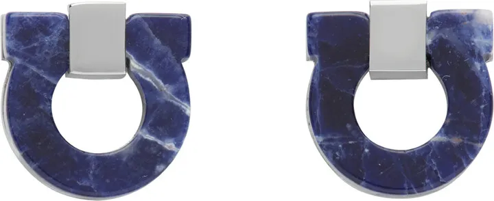 Ferragamo Blue & Silver Gancini Cufflinks