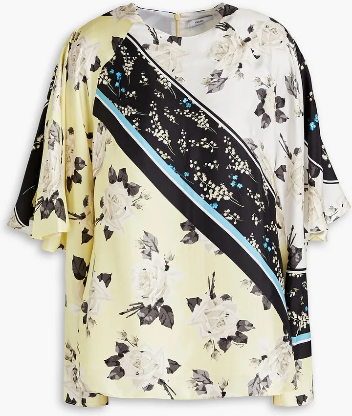 Averil ruffled floral-printed silk-twill blouse