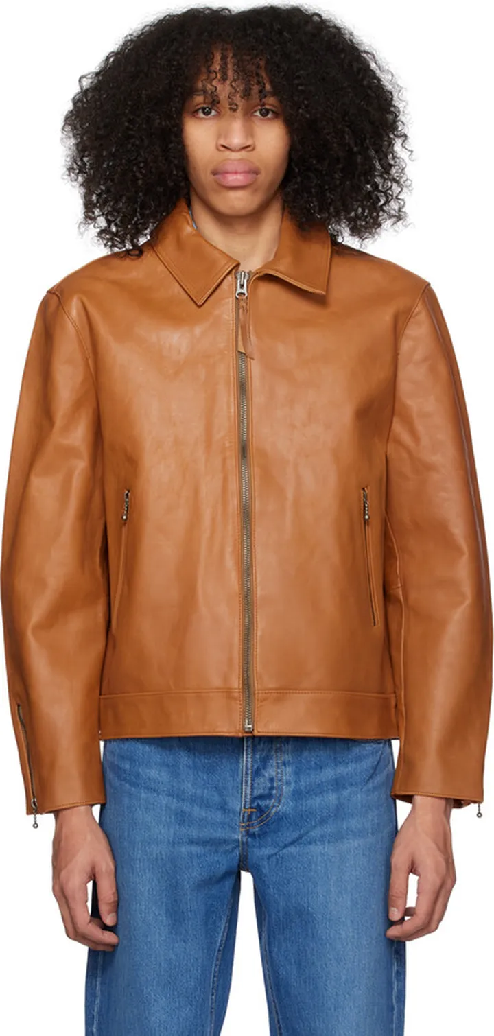 Nudie Jeans Tan Eddy Leather Jacket