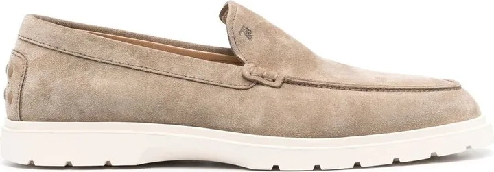 Ridged-Sole Suede Loafers