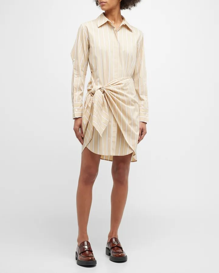 Charlotte Striped Tie-Waist Shirtdress