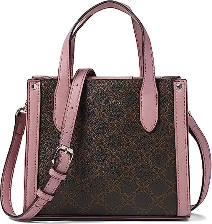 Nine West Candance Mini Tote Crossbody (Brown Logo Multi) Handbags