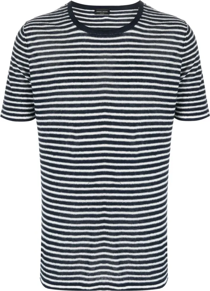 two-tone striped linen T-shirt