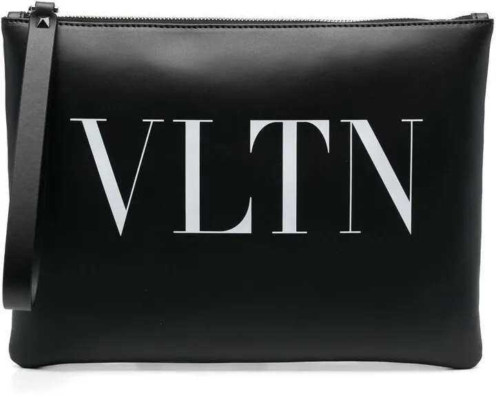 VLTN-print clutch bag