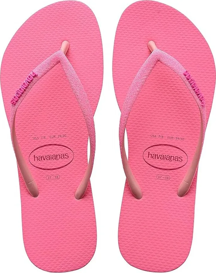 Havaianas Slim Glitter Neon Flip Flop Sandal (Macaron Pink) Women's Shoes