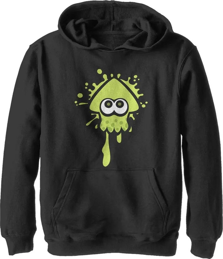 Boy's Nintendo Splatoon Inkling Squid Pull Over Hoodie - Black - Large
