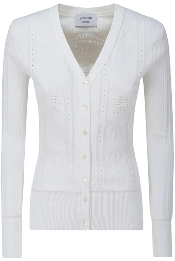 Marine Serre Perforated V-Neck Cardigan