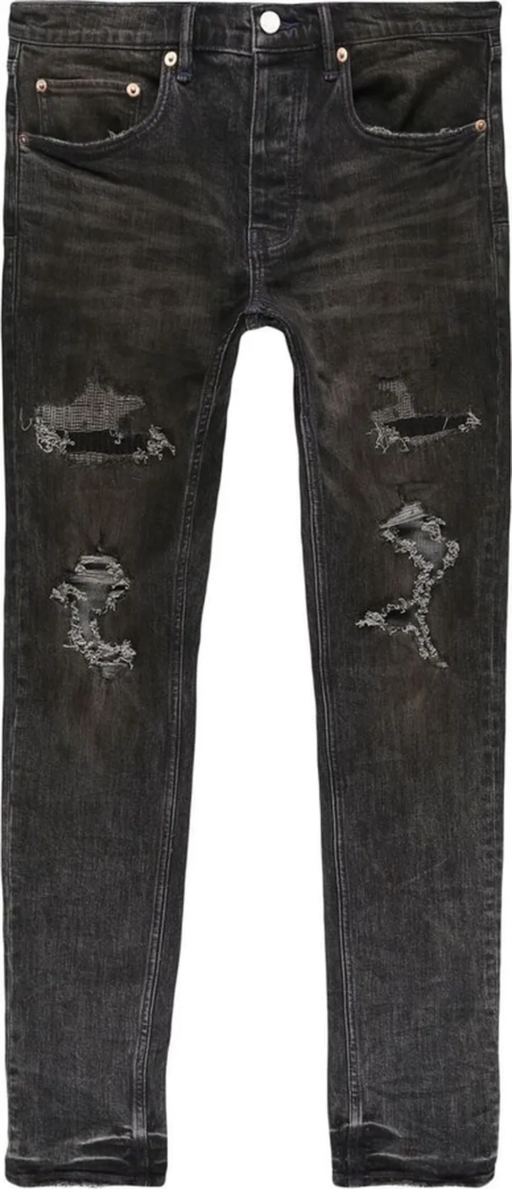 Distressed Slim-Cut Jeans