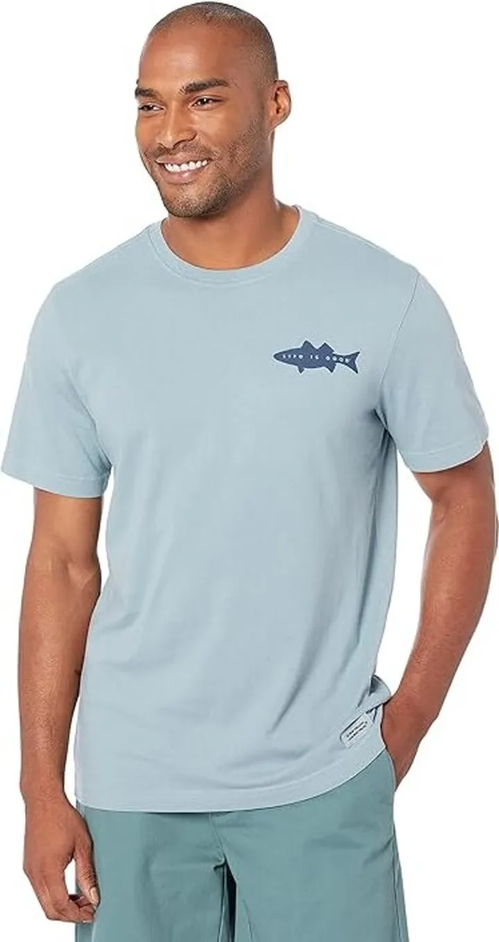 Life is Good Time Spent Fishing Crusher T-Shirt (Smoky Blue) Men's T Shirt