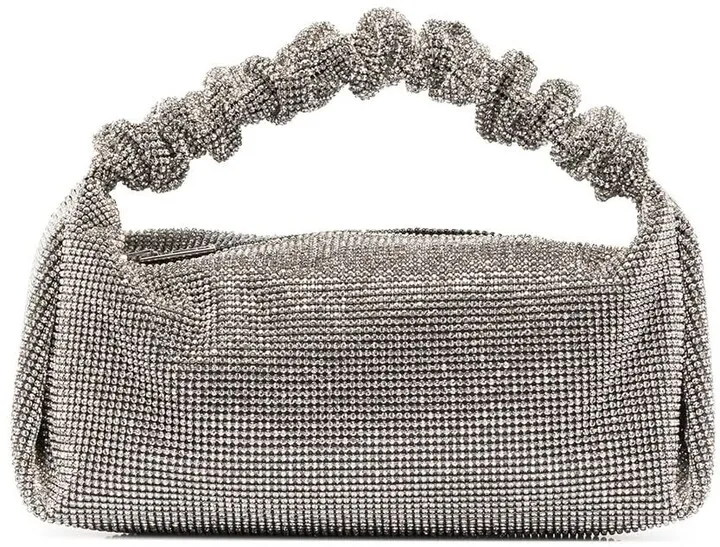 Scrunchie crystal-embellished bag