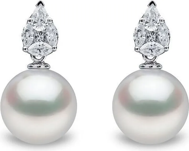 18kt white gold Starlight south sea pearl and diamond earrings