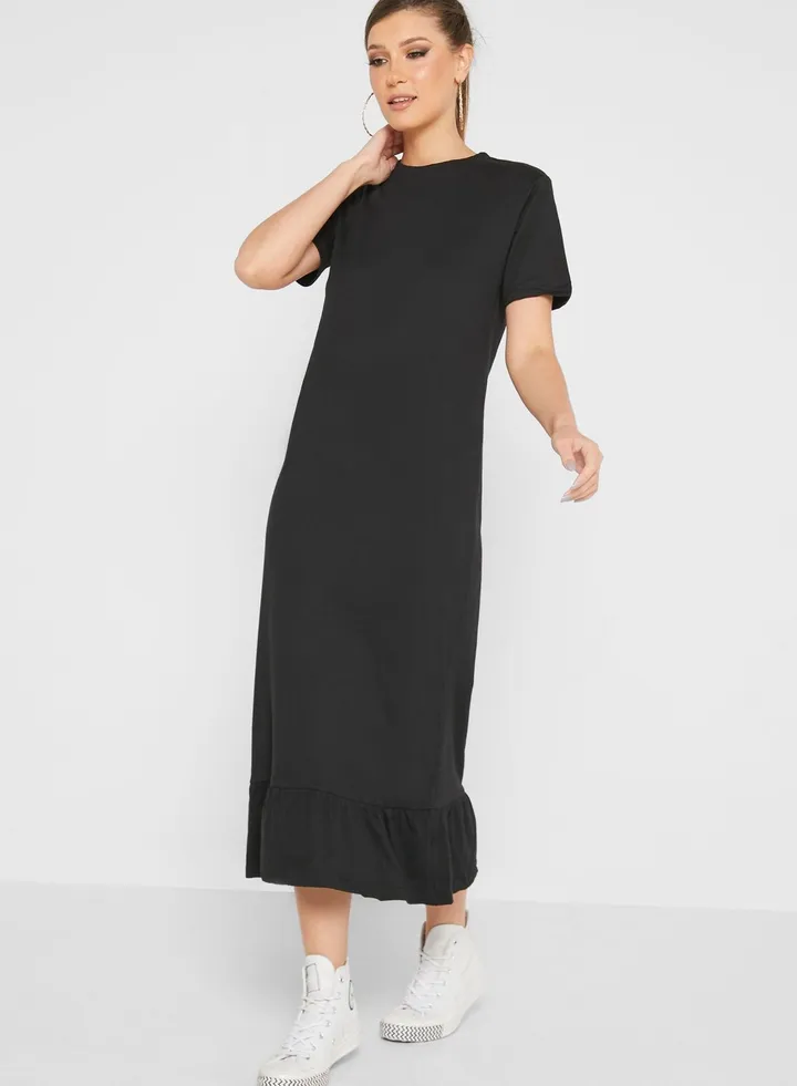 Frill Hem Midi Dress