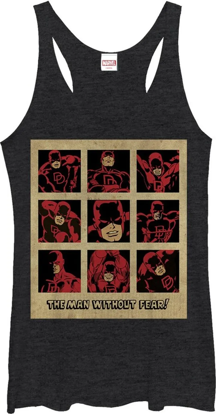 Women's Marvel Daredevil Classic Man Without Fear Racerback Tank Top - Black Heather - Medium