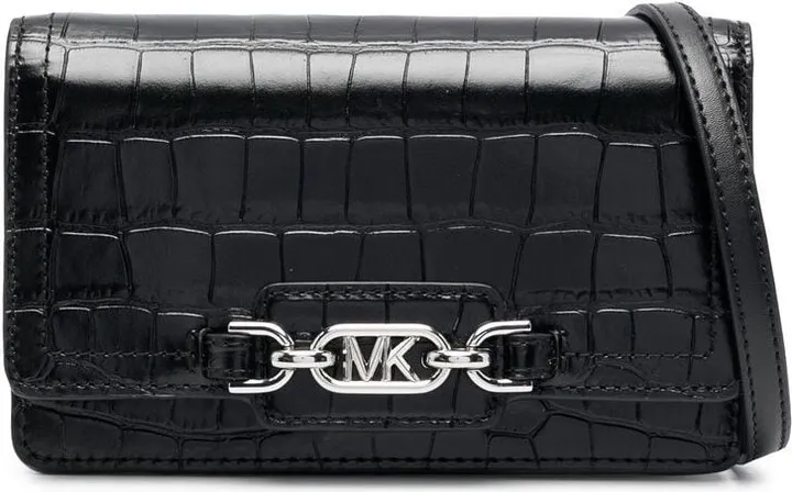 Croco-Embossed Logo-Plaque Crossbody Bag