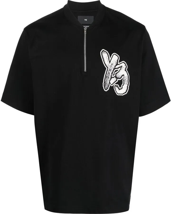 zip-up logo-print T-shirt