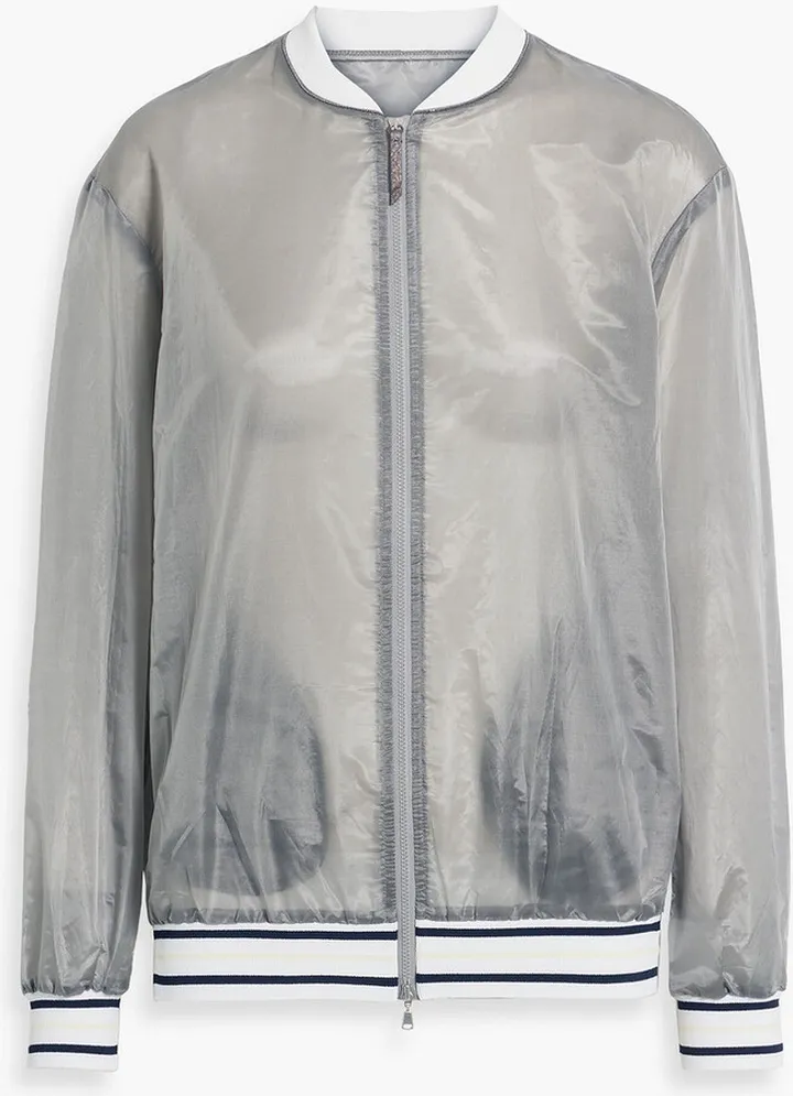 Embellished organza bomber jacket