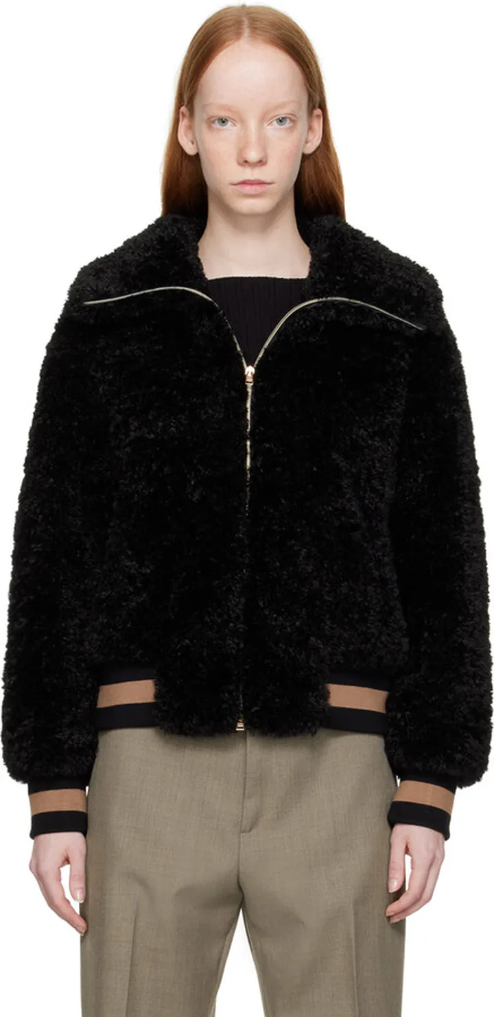 Herno Black Curly Bomber Jacket