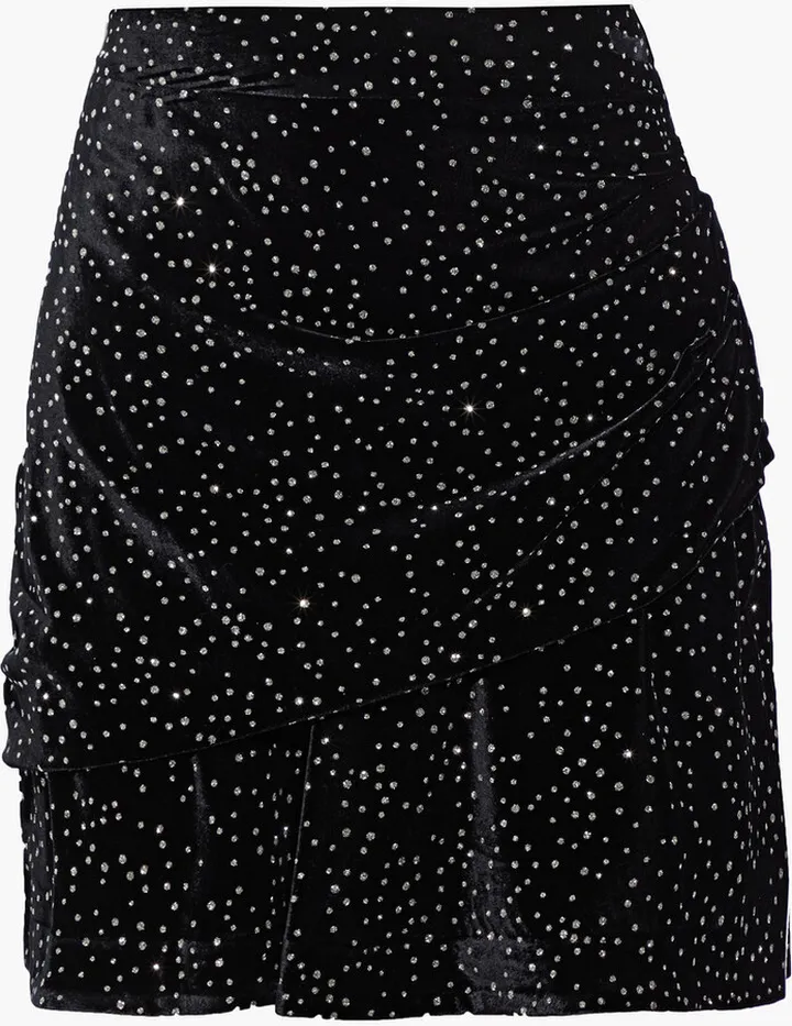 Joleta draped glittered velvet mini skirt