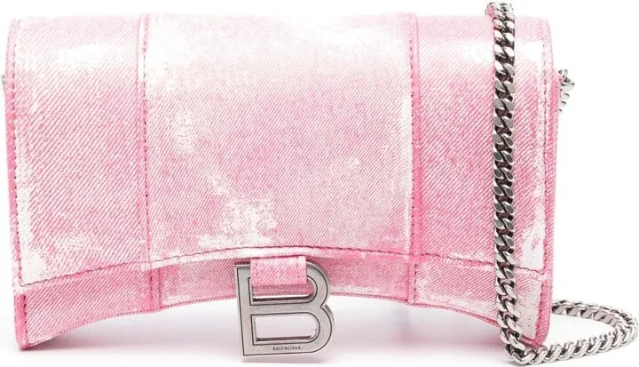 Hourglass denim chain wallet bag