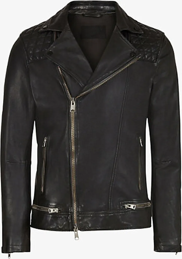 Mens Ink Navy Conroy Leather Biker Jacket Xxxl