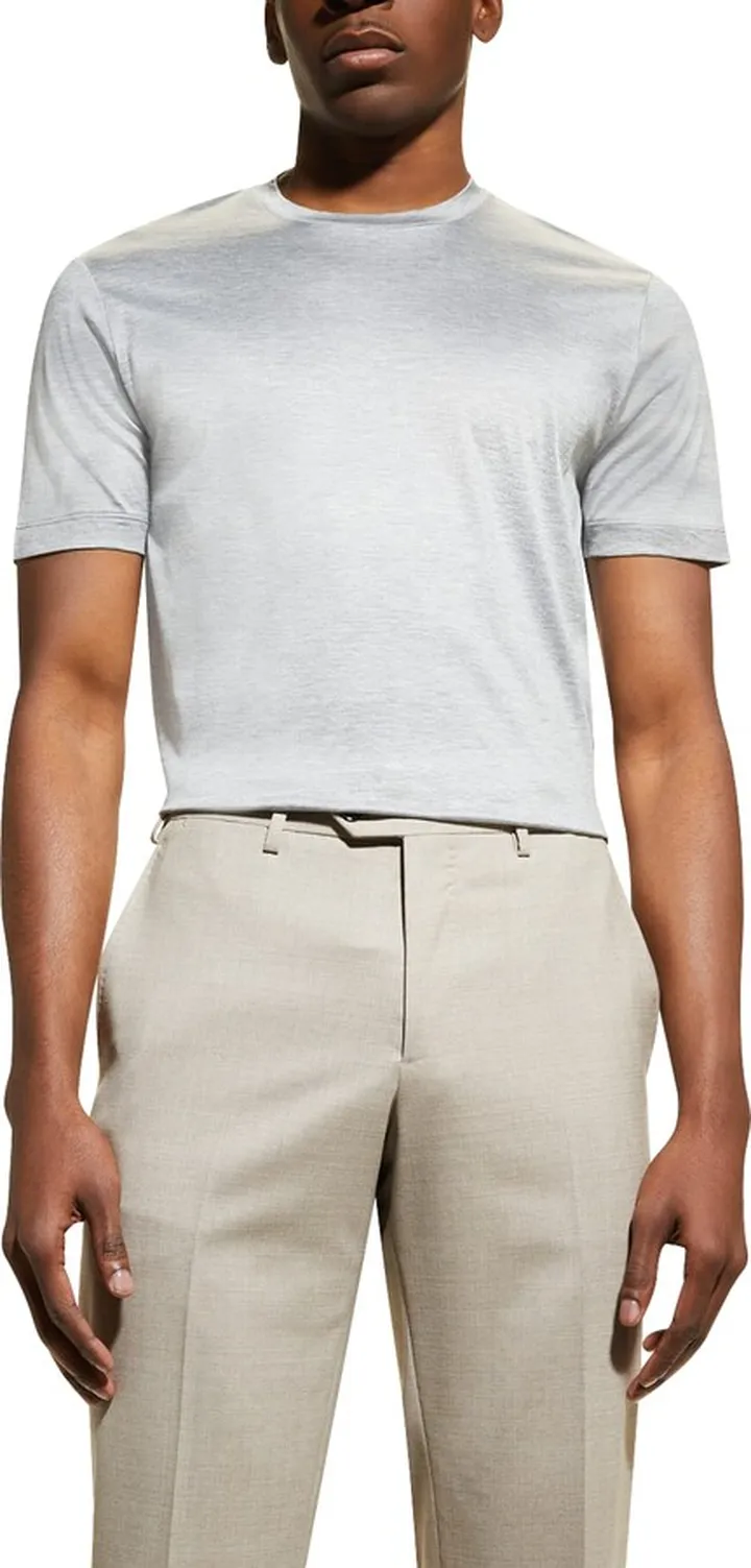 Men's Gray Silk Cotton Solid Jersey Tee