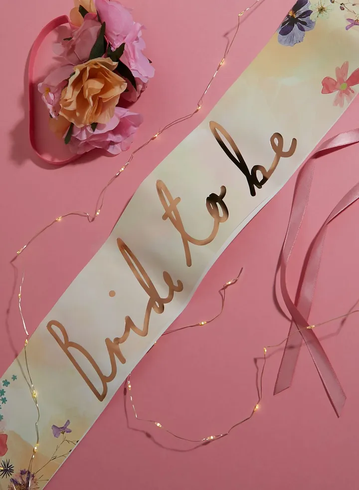 Blossom Girls Bride To Be Sash With Ribbon Ties