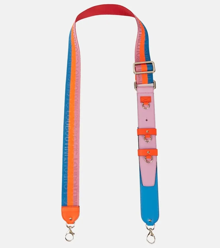 Leather-trimmed shoulder strap