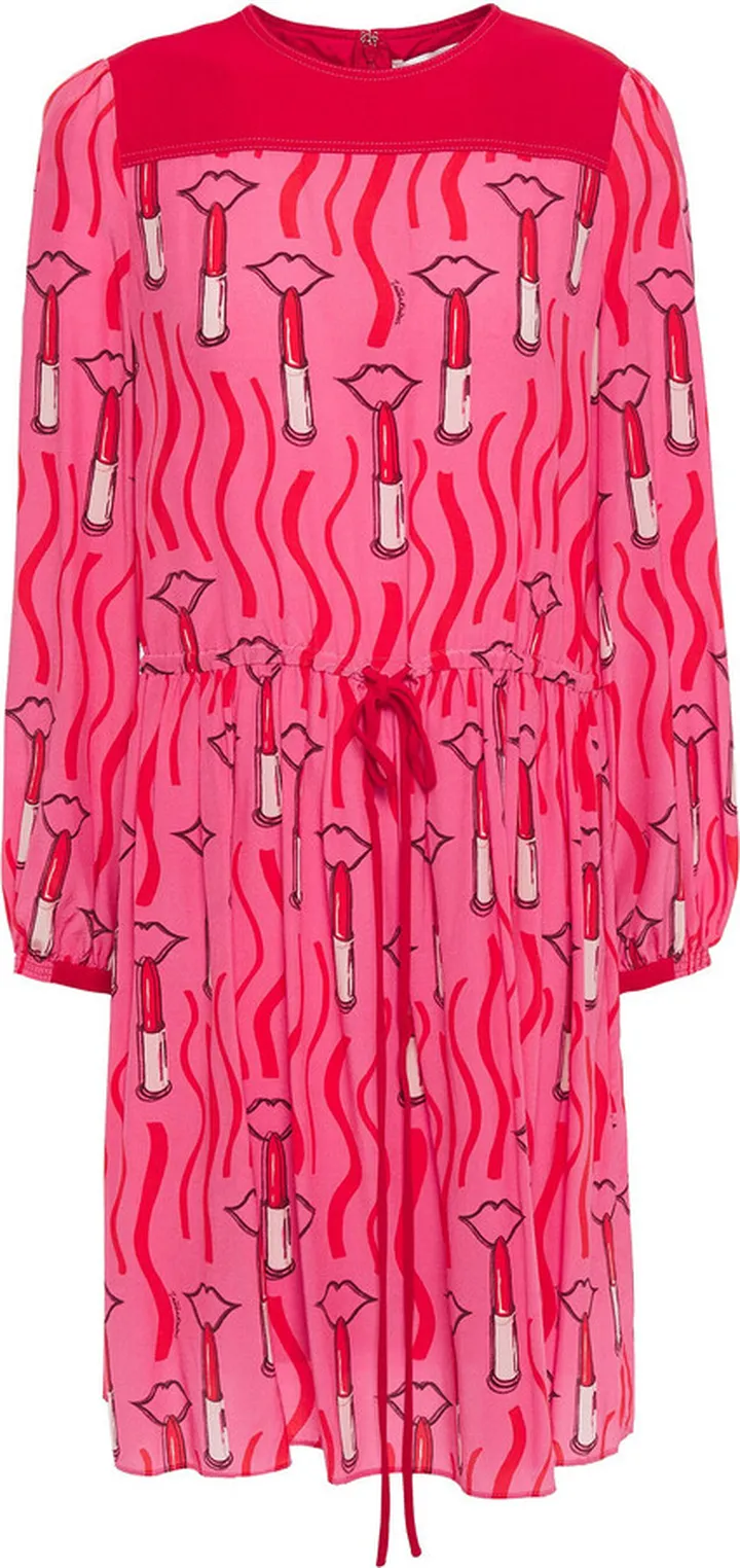 Gathered printed silk crepe de chine mini dress