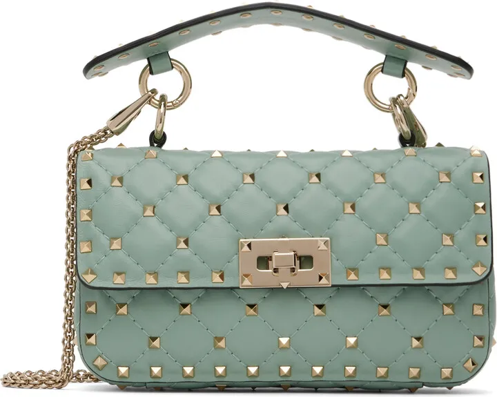 Valentino Garavani Green Small Rockstud Spike Bag