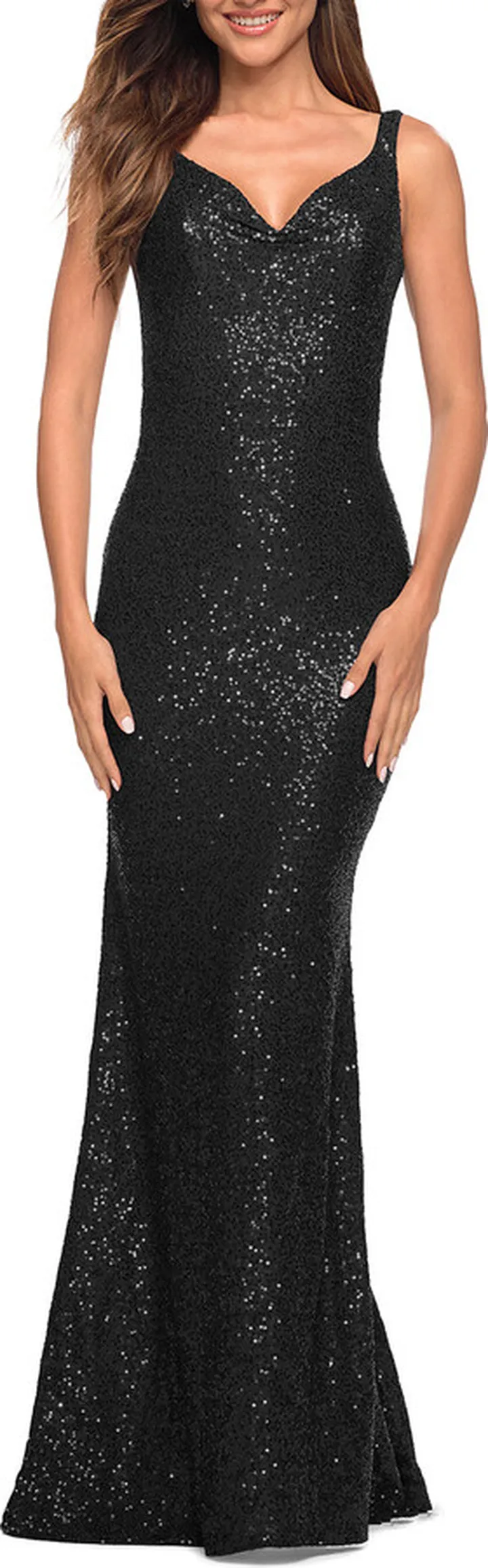 Long Stretch Sequin Gown