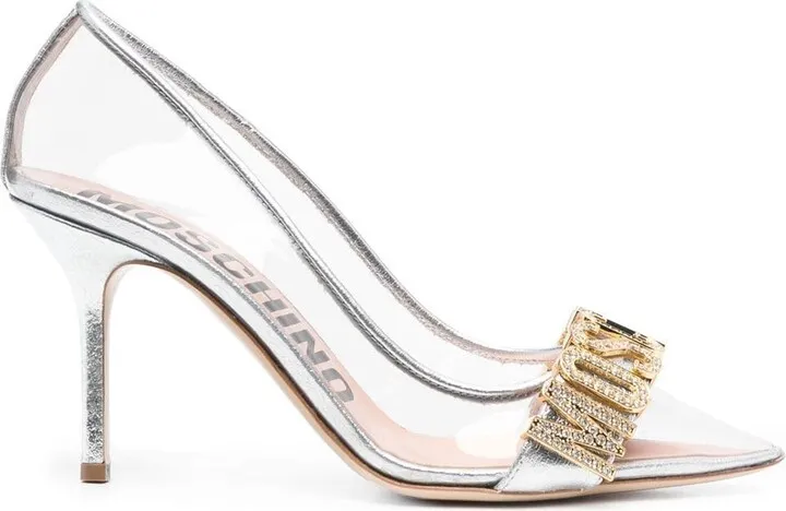 100mm Logo-Detail Transparent Pumps