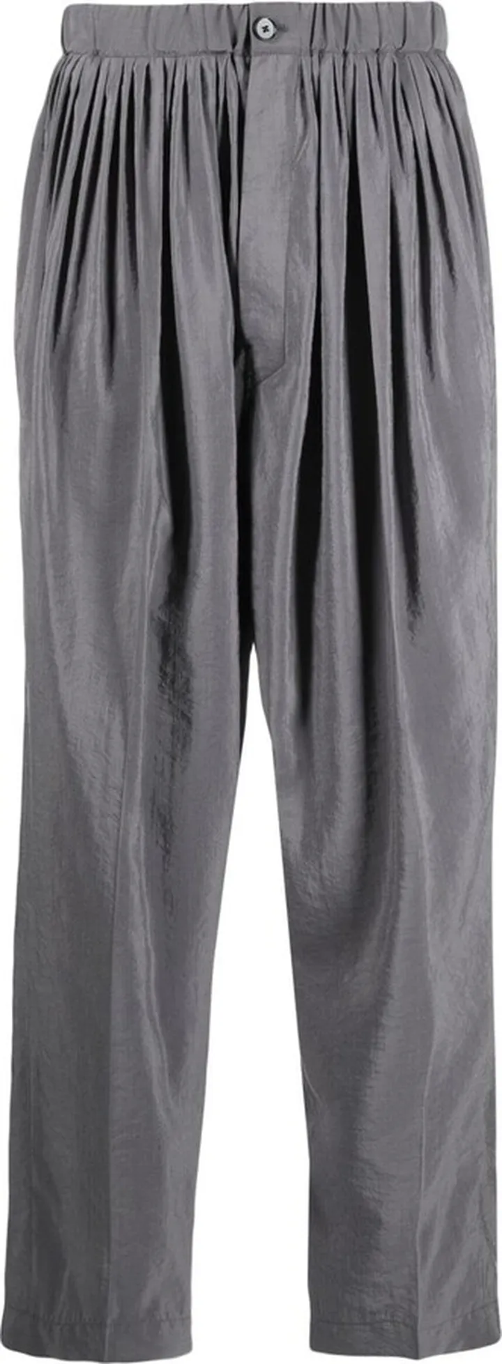 Grey Pleated Tapered Trousers
