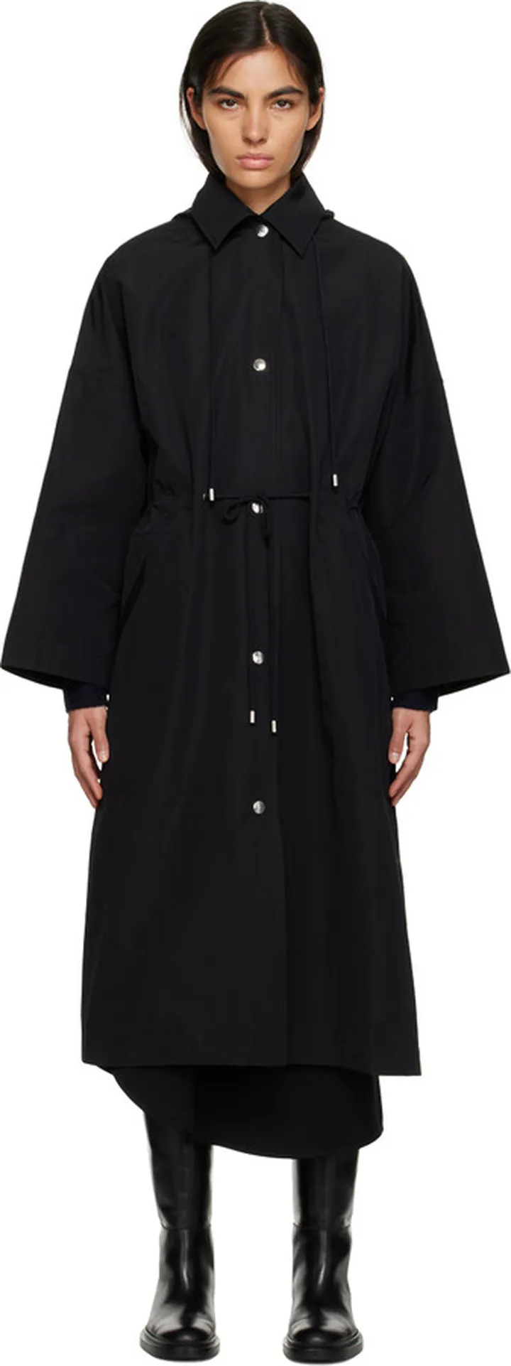 Totême Black Hooded Coat