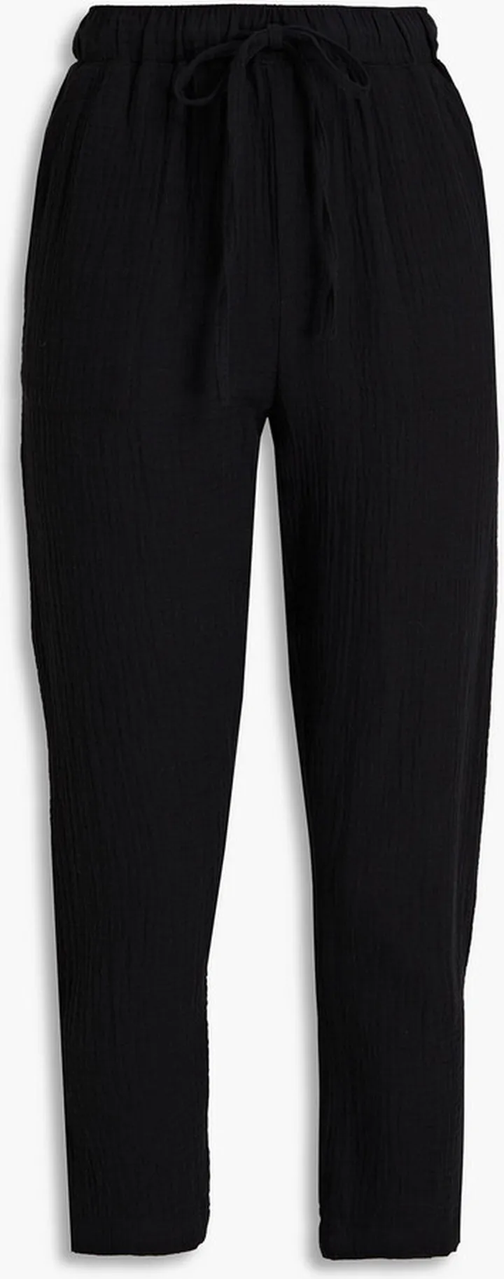 Cropped organic cotton-gauze slim-leg pants