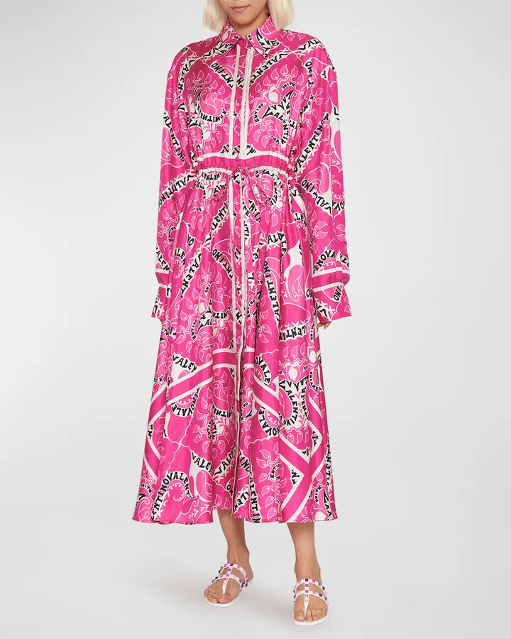 Manifesto Bandana Foulard-Print Twill Midi Shirtdress
