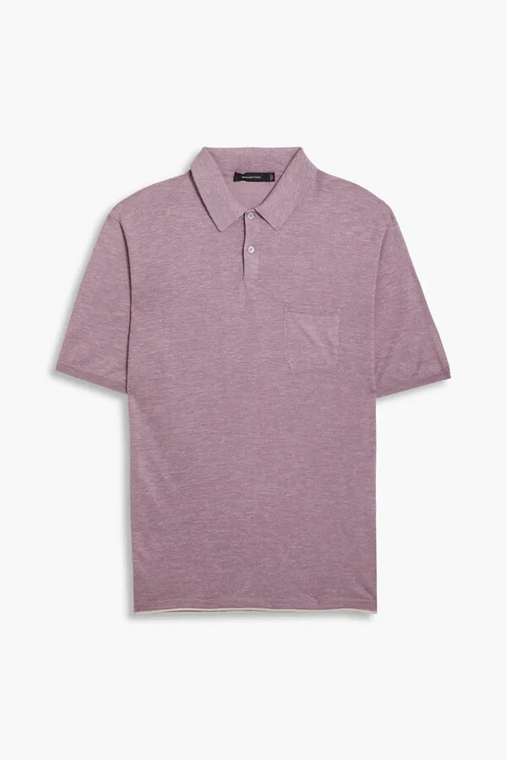 Slub silk and linen-blend jersey polo shirt