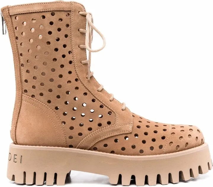 Cut-Detail Lace-Up Boots