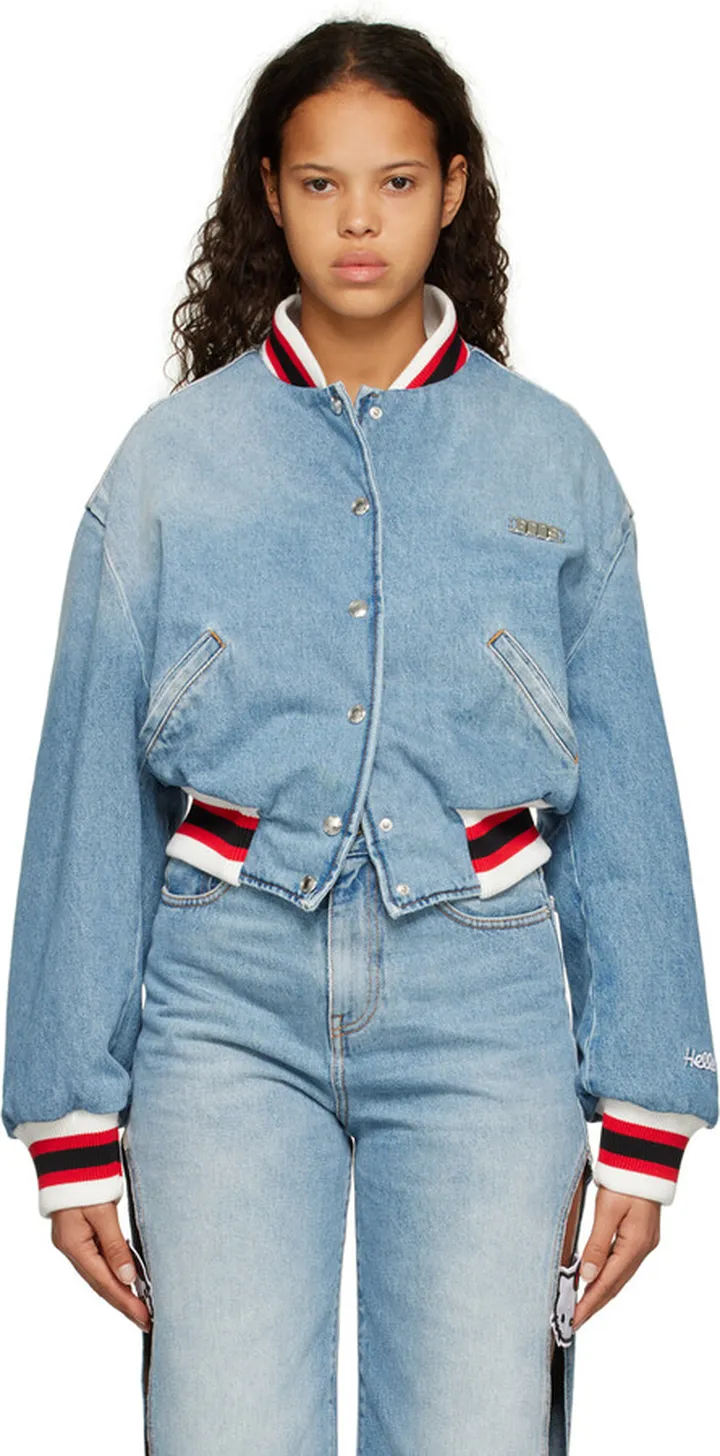 GCDS Blue Hello Kitty Edition Denim Bomber Jacket