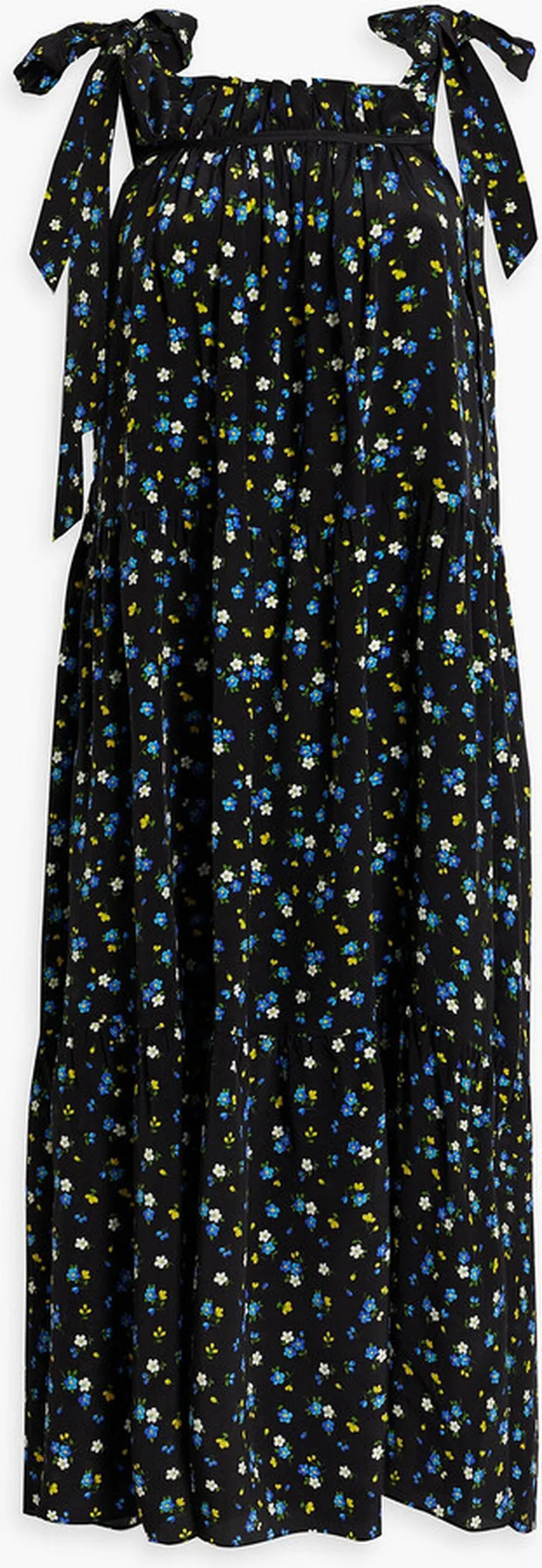 Tiered floral-print silk crepe de chine midi dress