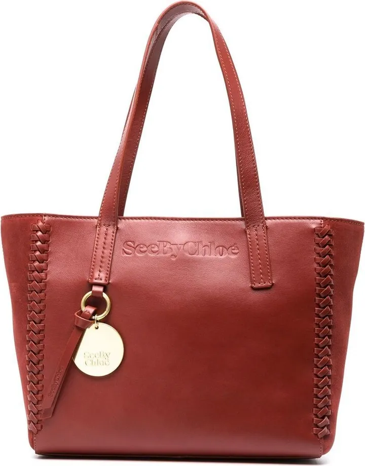 Logo-Charm Leather Tote Bag