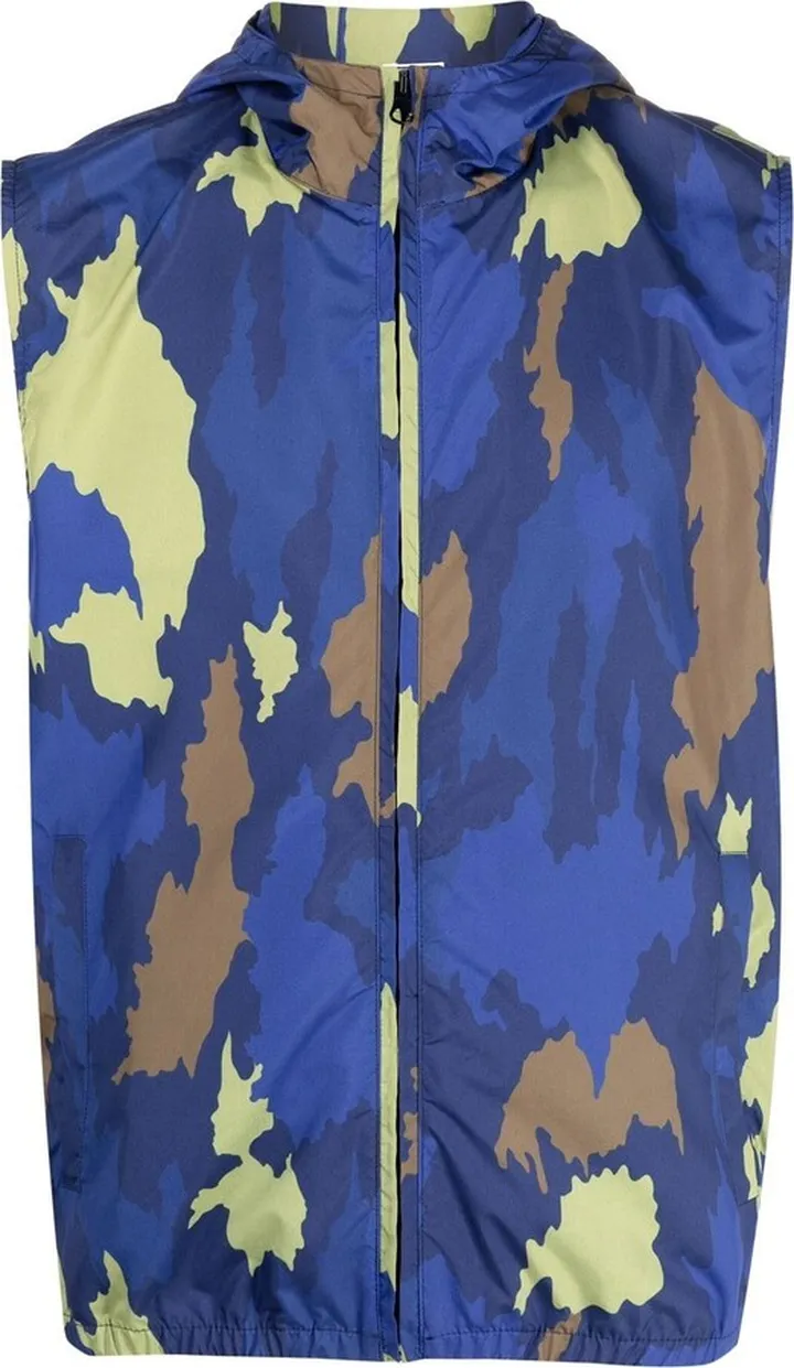 Abstract-Print Hooded Gilet