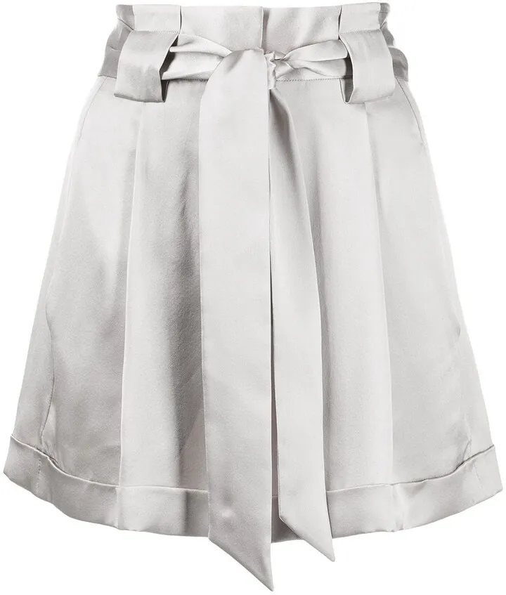 Pleated-Detail Belted Shorts