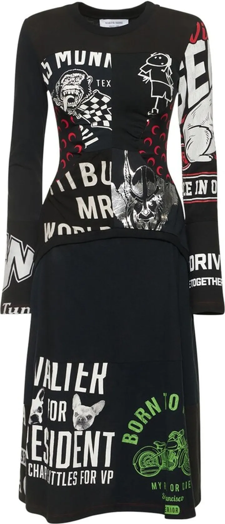 Printed draped cotton blend midi dress
