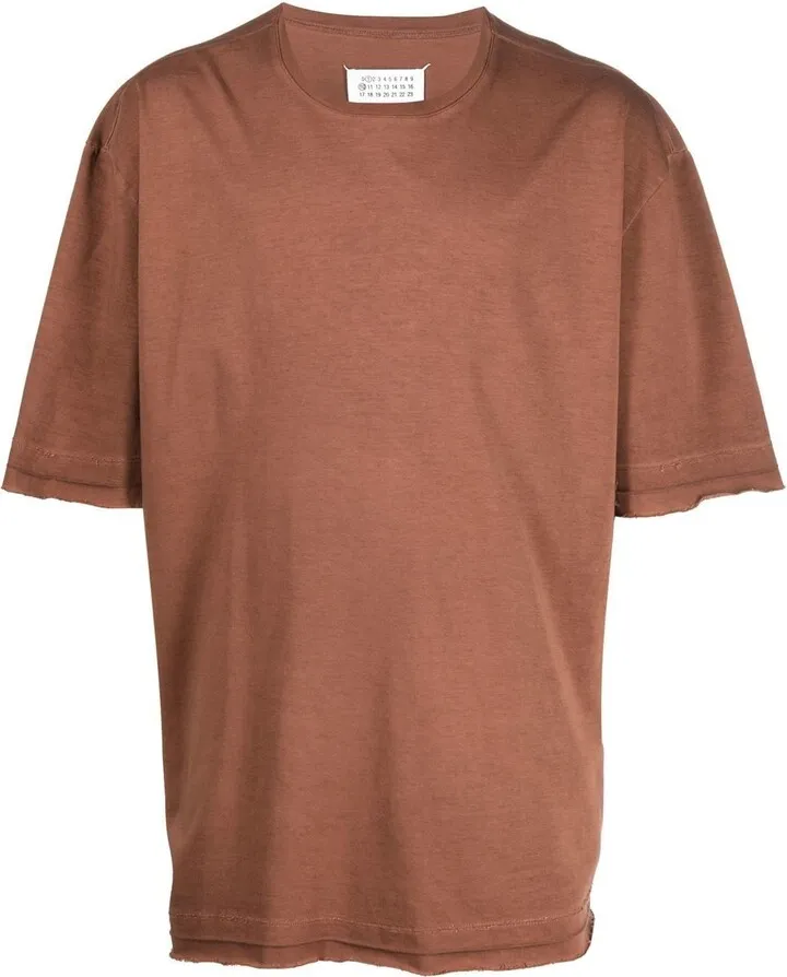distressed-hem crew-neck T-shirt