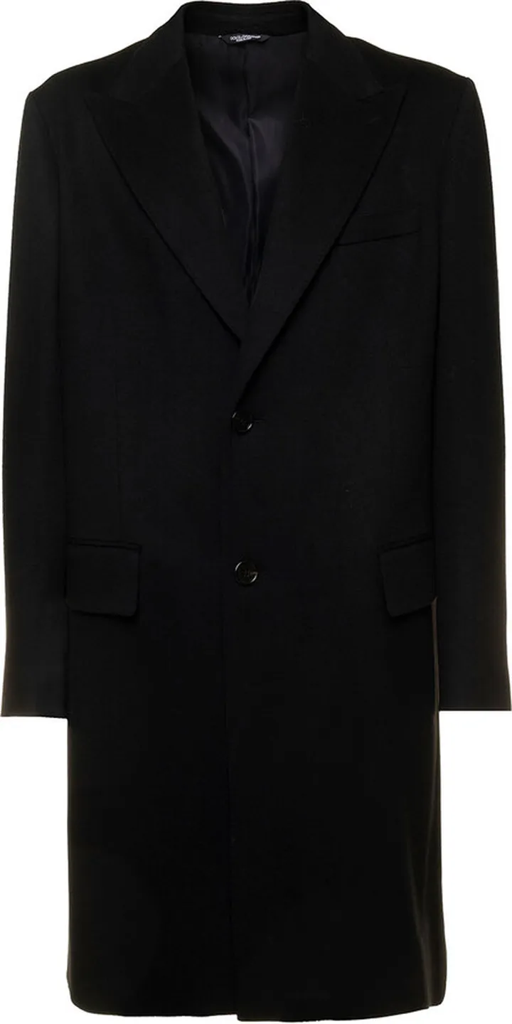 Black Single-breasted Coat In Wool Man Dolce & Gabbana