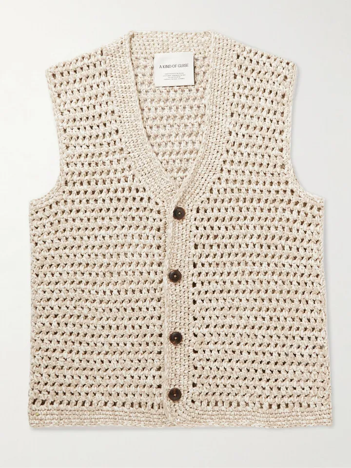 Haroun Crocheted Cotton Sweater Vest