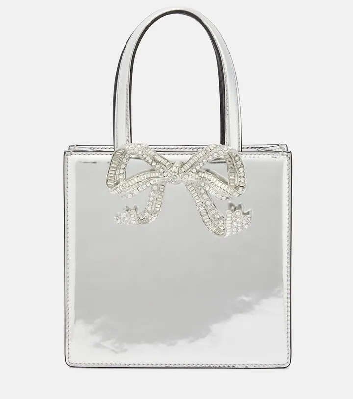 Crystal-embellished leather tote bag